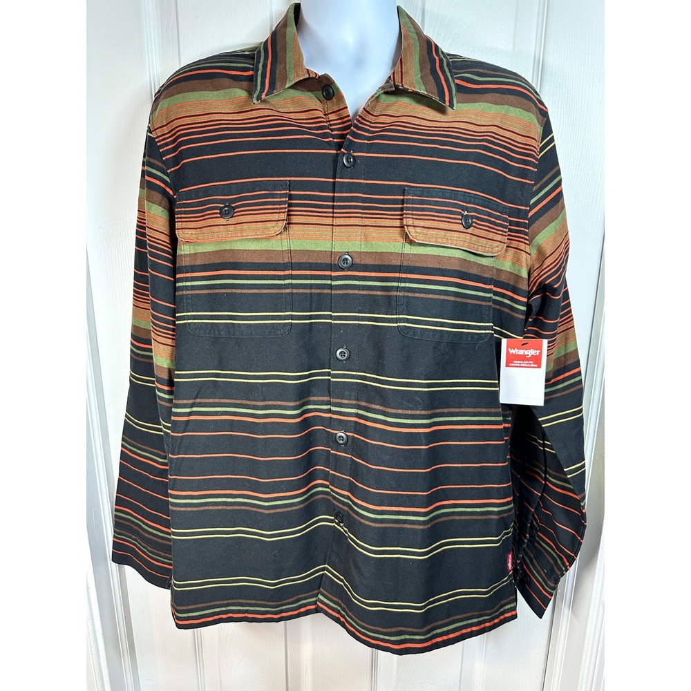 NWT Wrangler Striped Western Shacket Long Sleeve Button Up Casual Men's SZ M‎